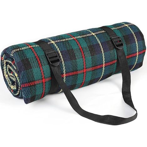 Water/Sand/Dirt-resistant Picnic Blanket with Shoulder Strap, Outdoor-Ready Dark Green Square, 200x200cm (1/4)