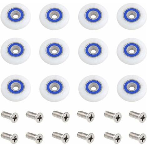 12 pcs Roulette Porte Douche Roulettes pour Porte de Douche Roulette Porte Douche Roues Roulettes de Rechange Roulette Porte Roulette de Douche pour Porte de Douche avec Des Vis,27 mm de diamèt (1/4)