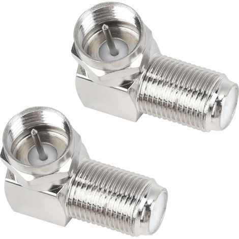 Lot de 2 Adaptateurs Coudés à 90° pour Câbles Coaxiaux, F Plaqués Or, 7mm Raccord Câble Sat pour Espaces Réduits- Convertissez en Connecteur à Angle Droit pour Décodeur Numérique (1/5)