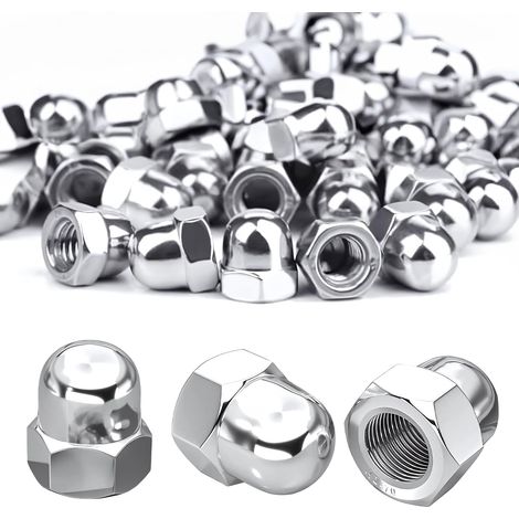 50 Pièces M6 Ecrou Borgne Inox, écrous borgne Hexagonal DIN 1587 Forme A2 V2A Cache Ecrou pour Vis Boulons Filetés (1/5)