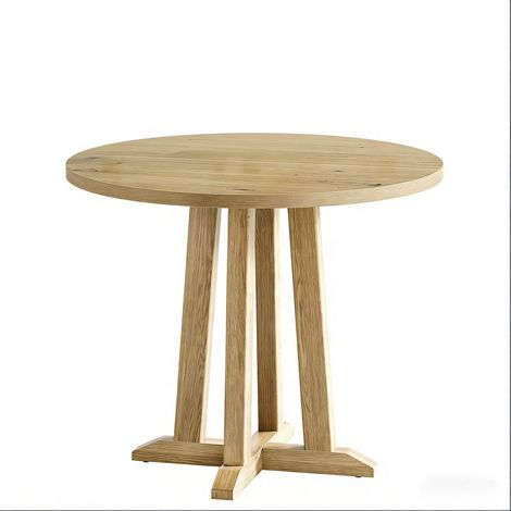 Runder Esstisch aus braunem Holz, 80 cm, Höhe 75 cm, nur Tisch (1/5)