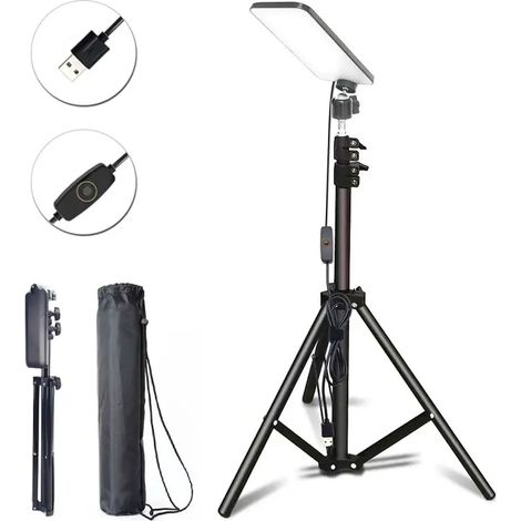 (1 pièce) Lampe de travail LED portable d'extérieur, lampe de camping trépied USB, projecteur SMD télescopique, lampe pilier pliable, lampe de pique-nique d'extérieur (1/5)