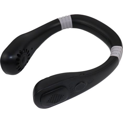 Ventilateur de cou rechargeable 5000 mAh avec écran LED, 3 vitesses, pliable, noir (1/2)