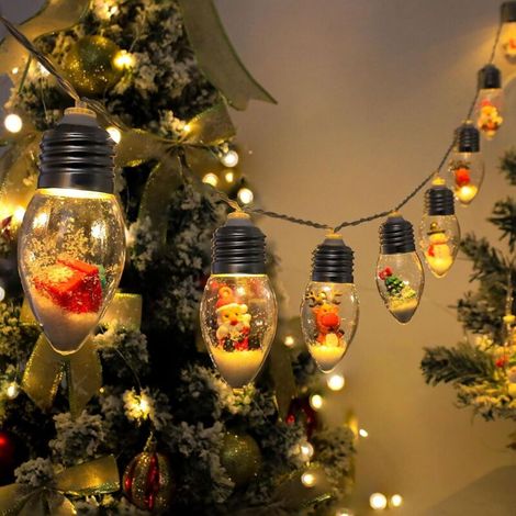XEPHO Guirlande Lumineuse de Noël en Forme de Boule à Neige, 2 m, 10 Ampoules alimentées par Piles pour Sapin de Noël, Guirlande Lumineuse décorative pour Sapin de Noël (2 pièces)