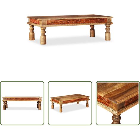 Antik Couchtisch - Couchtisch Massivholz Mango Akazie 110x60x38 cm (1/5)