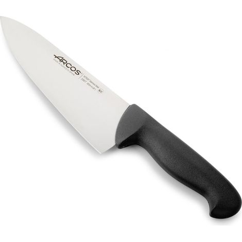 Cuchillo de cocinero Arcos Colour - Prof  290725 de acero inoxidable Nitrum y mango ergonómico de Polipropileno de color negro y hoja de 20 cm, funda display (1/5)