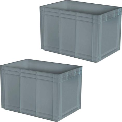 BRB 2 Teigwannen/Gärwannen mit 2 Griffleisten, LxBxH 600x400x420 mm, 80 Liter, grau, lebensmittelecht