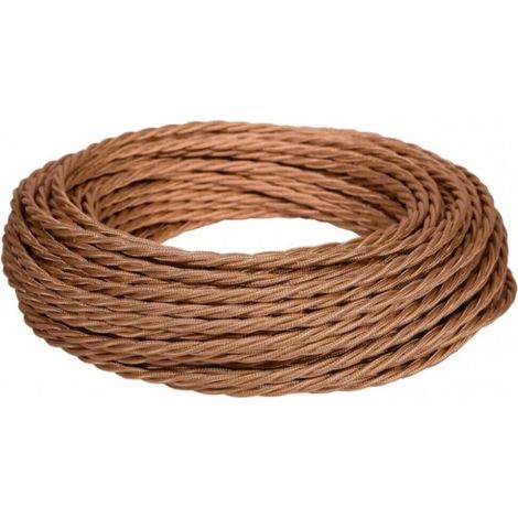Câble électrique textile MARRON CLAIR, tressé, 10 m, 2 x 0,75 mm² Filaire Textile pour Plafonniers/Éclairage - DIY Bricolage, lampes, lustres, appliques et abat-jours (1/5)