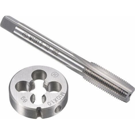 Coffret tarauds et filières Ensemble de tarauds et matrices métriques M10 x 1 mm, taraud à vis à filetage machine HSS avec matrice de filetage ronde en acier à outils en alliage (1/4)