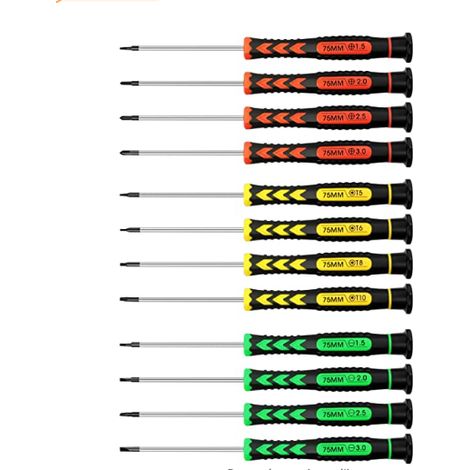 Coffret de 12 mini tournevis de précision, mini tournevis magnétiques pour lunettes, pour la réparation de lunettes, montres, iPhone. (1/5)