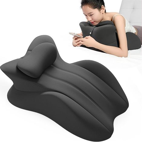 Oreiller incliné en mousse à mémoire de forme – Soutien cervical zéro-pression – Ajustable avec oreiller détachable – Dimensions 58x38x23 cm