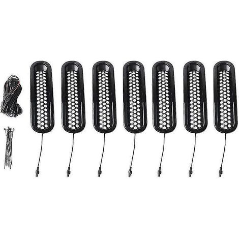 Grille de calandre centrale Wrangler avec éclairage LED blanc (avec lumière) et moustiquaire pour voiture (1/5)
