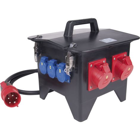 PCE Mobilverteiler Vollgummi Spitz tragbar 5G6 3x250V/3x400V+FI IP44 (1/3)