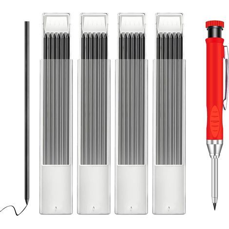 24 mines pour porte-mines de charpentier, mine de 2,8 mm, porte-mine de construction, porte-mine, crayon de charpentier, pour architectes, dessin, construction, marquage de précision (1/5)