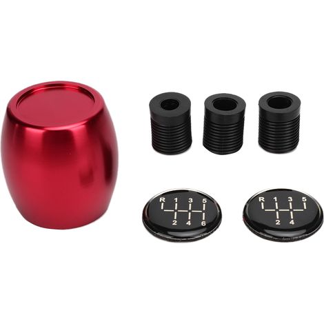 AUTO Schaltknauf, 5/6-Gang-Schaltgetriebe-Schalthebelabdeckung aus Aluminiumlegierung, rot. (1/5)