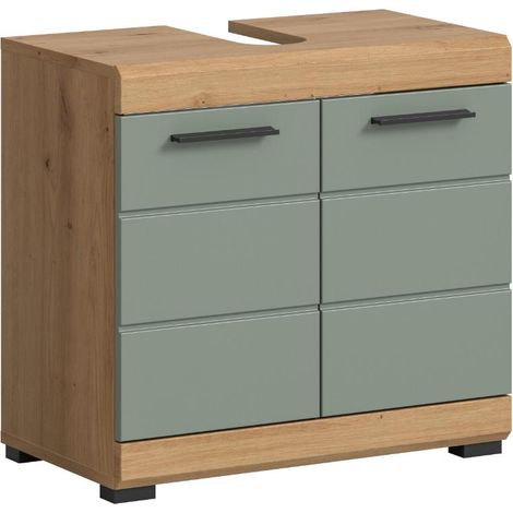 Scout Waschbeckenunterschrank 2 Türen, 2 Schubladen Salbeidekor, Eiche Dekor. (1/5)