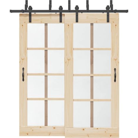 Kit de herrajes para puertas correderas acero negro 200 cm vidaXL (1/5)