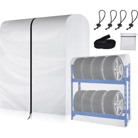 Housse de Protection pour Support de Pneu, 112 x 145 x 75 cm  Argent 420D, Coupe-Vent, Imperméable, Anti-Poussière, Fermeture Éclair, Toute l'Année (1/5)