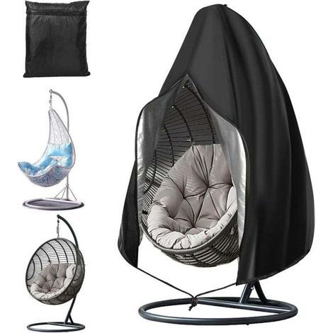 Hanging Chair Cover 190 x 115cm, 210D Oxford Fabric Outdoor Protective Tarp with Zipper and Drawstring, Waterproof UV Resistant Egg Chair Cover for Garden Patio (1/4)