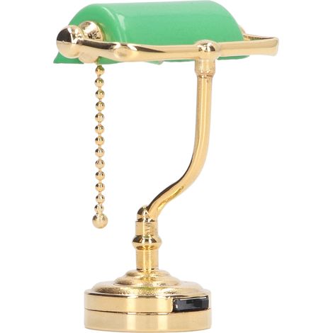 Miniatur-Tischlampe für Puppenhäuser, Vintage-Stil, grün, mit LED, Dekoration für Puppenhäuser im Maßstab 1:12. (1/5)
