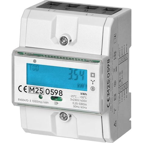 Three Phase Electric Meter 80A Bidirectional Measurement LCD Backlit Screen Wattmeter Mounting Din Rail Electric 4.3 Module