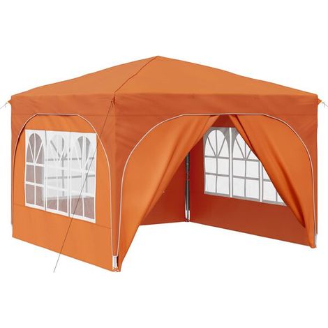 Tente de réception portable orange, dimensions : 290 x 290 x 245 cm