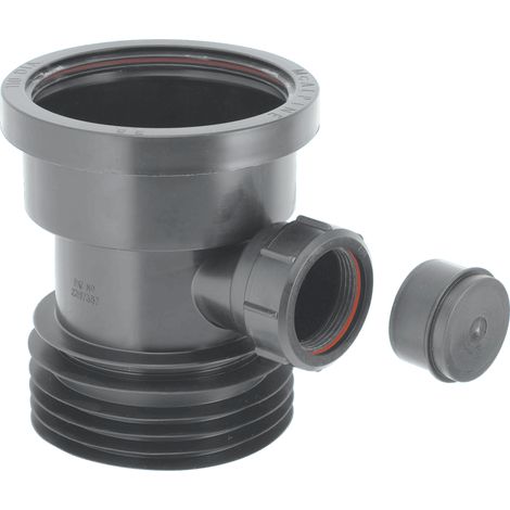 McAlpine DC1-BL-BO Black 4"/110mm Drain Connector with Boss (1/4)