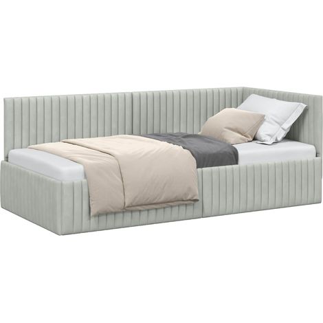 Maison Exclusive - Cornice del letto ad angolo Grigio chiaro 90 cm x 190 cm (1/5)