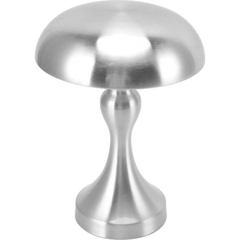 Lampe de Table Rechargeable en Forme de Champignon, 3 Vitesses de Température de Couleur, Variateur Tactile Sans Palier, Lampe de Nuit pour Maison, Argent (1/5)