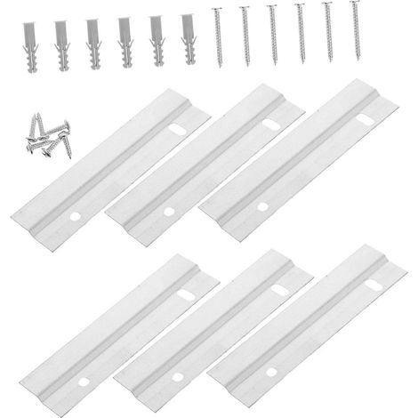 Ensemble de supports muraux à crémaillère française, robustes et métalliques, avec système d'emboîtement sécurisé pour œuvres d'art, miroirs et armoires. (1/5)