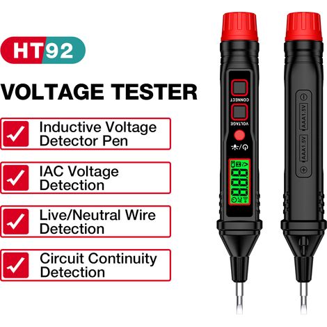 Jeffergarden Testeur de tension numérique HABOTEST, tournevis, détecteur de tension CA 12 V-300 V, test à fente, sonde électro-inductrice intelligente pour la réparation et la détection d'appareils él (1/5)