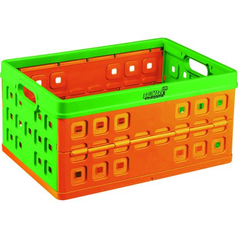 Klappbox 46 l orange/grün,Transportbox,Einkaufskorb,Einkaufsbox Aufbewahrungsbox (1/2)