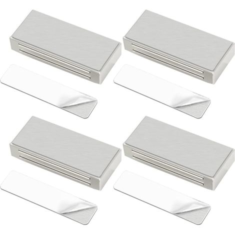 Lot de 4 loquets magnétiques adhésifs pour portes de placards et tiroirs. Fermeture magnétique robuste pour portes de placards et tiroirs. (1/5)