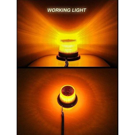 DPZO Gyrophare Orange LED, phare d’avertissement clignotant magnétique pour véhicule avec prise allume-cigare 12V-80V-DPZO