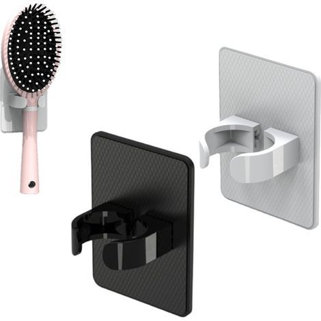 Lot de 2 crochets muraux pour coussin d'air sans perforation - Organiseur mural pour accessoires de salle de bain - Support de rangement pour brosse à cheveux et fer à friser (1/4)