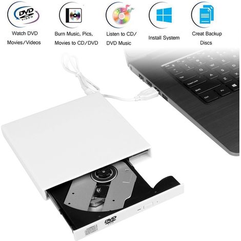 Lecteur Cd-Dvd Externe - Usb 3.0 Et Usb-C - Compatible Windows Mac Linux - Lecteur Graveur Cd-Dvd Rw - Portable Ultra Fin - 1 Pièce (1/5)