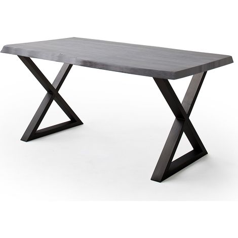 Esszimmer Tisch 220x100 cm, Akazie massiv, grau sandgestrahlt - COSENZA-06 (1/3)