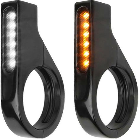 Clignotants LED universels séquentiels à double fonction pour fourche avant de moto, 12 V, ambre. (1/5)