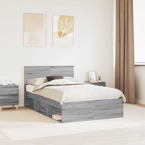 vidaXL Bettrahmen Graues Sonoma 120 x 200 cm Massives Kiefernholz (1/5)