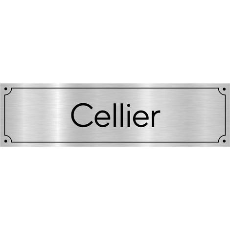 Plaque de porte gravée pour Cellier en pvc aspect argent brossé ou or brossé .- Plaque aluminium brossé - (1/5)