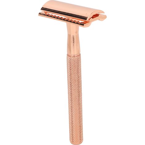 Tondeuse à barbe manuelle de poche en métal vintage, double face, pour homme et femme, finition or rose (1/5)