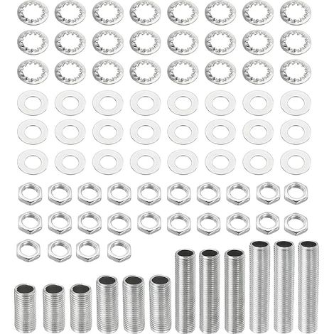 Tige Filetée Creuse Lumiere Tuyaus Encoches Écrous Rondelles Dimension 1/8IP Filetage Fixations Assortiment Luminaire Plafonnier Réparation Assemblage (1/5)