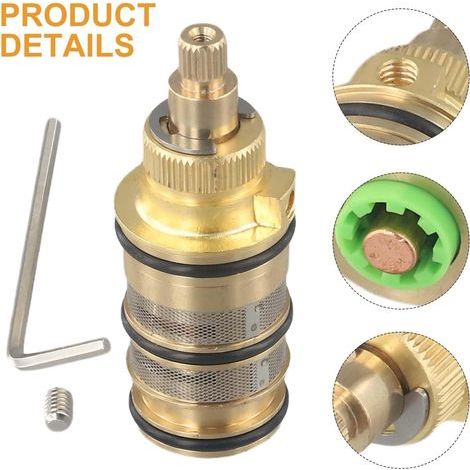 Vanne de contrôle de température de cartouche thermostatique, cartouche thermostatique mitigeur de douche, cartouche thermostatique de robinet de douche (1/2)