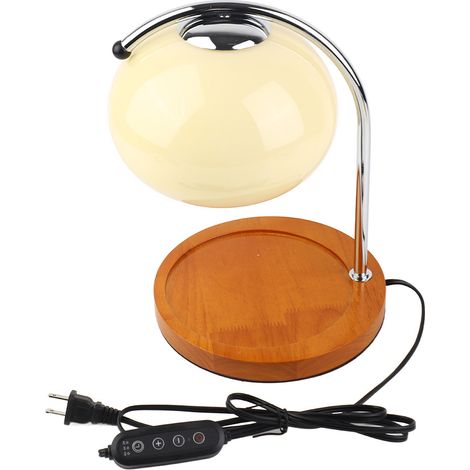 Ortviai Lampe chauffe-cire rétro en bois et verre avec minuterie – Design élégant beige pour chambre et salon (1/4)