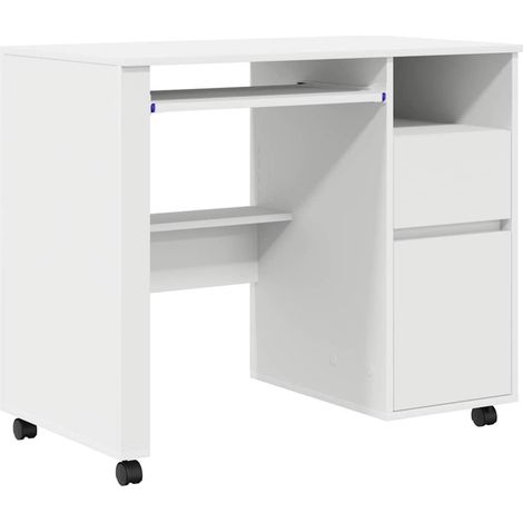 Maison Exclusive - Scrivania con Ruote Bianco 91 x 50 x 77 cm Legno multistrato