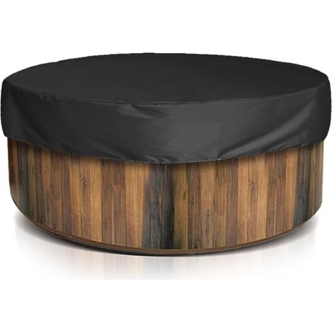 Couverture de Bain à Remous étanche Extérieur Portable Patio Rond Gonflable Spa Protecteur Baignoire Piscine Housses Anti-poussière (Taffetas (Le Noir) Le Noir 21570 cm (1/5)