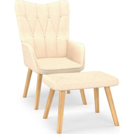 Chaise de relaxation,Chaise de Salon avec tabouret Crème Tissu BGT18338 (1/5)