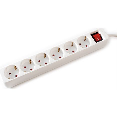 VALUE MULTIPRISE 6 PRISES AVEC INTERRUPTEUR BLANC 10 M