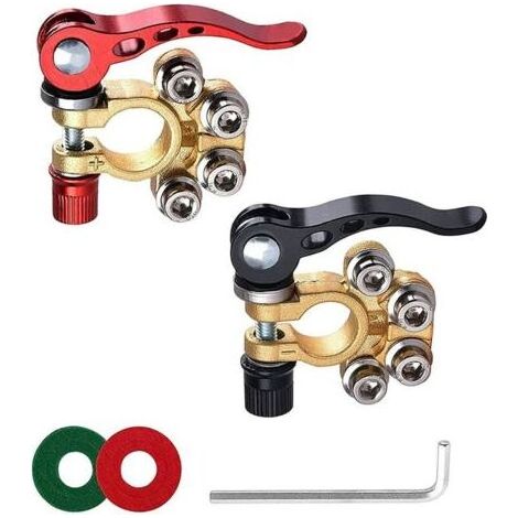 Cosse Batterie,2 Pièce Cosse batterie, Positive Et Négative Cosse Batterie Voiture, Cosses Batterie avec Clé Allen, Connecteur Batterie Convient pour Voitures (1/4)