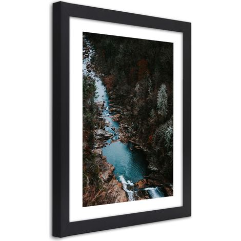 Quadro con cornice, Fiume nella foresta - 40x60 (1/5)